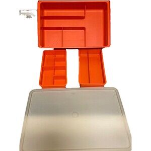 Tupperware TupperCraft Sewing Kit Craft Tackle 4pc Organizer Box Orange